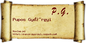 Pupos Györgyi névjegykártya